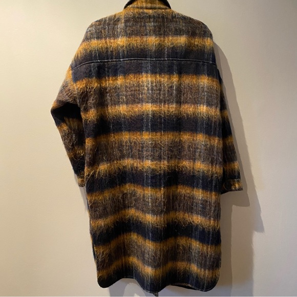 Oversized Plaid Long Shirt Jacket Small - Picture 3 of 6